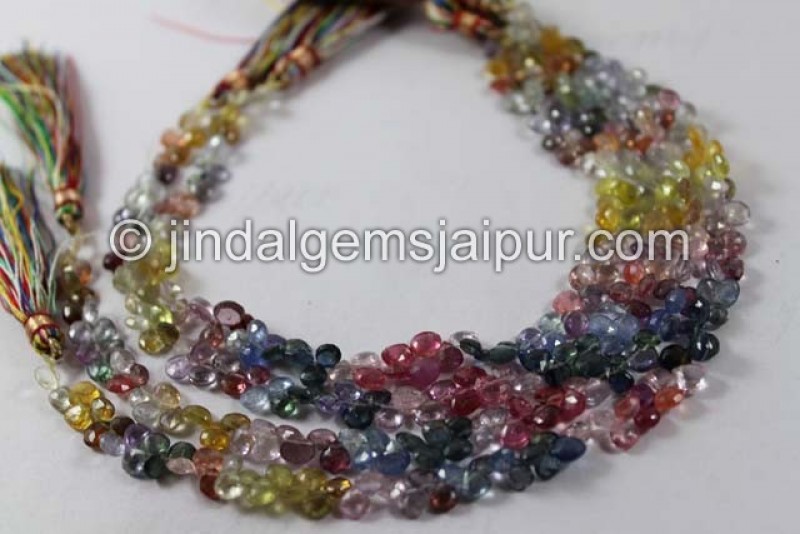 Multi Sapphire Faceted Heart